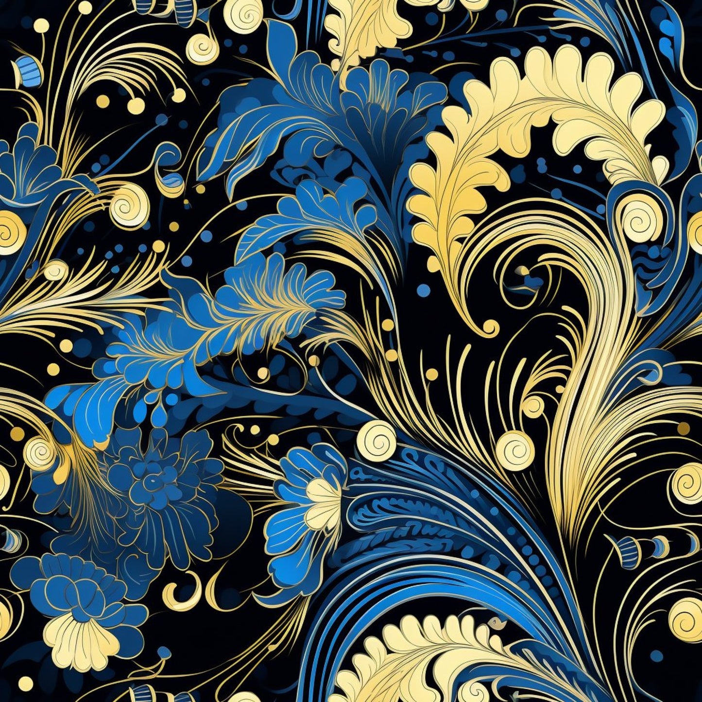 Dark Black Moon Pattern 5 Quilting Cotton Fabric