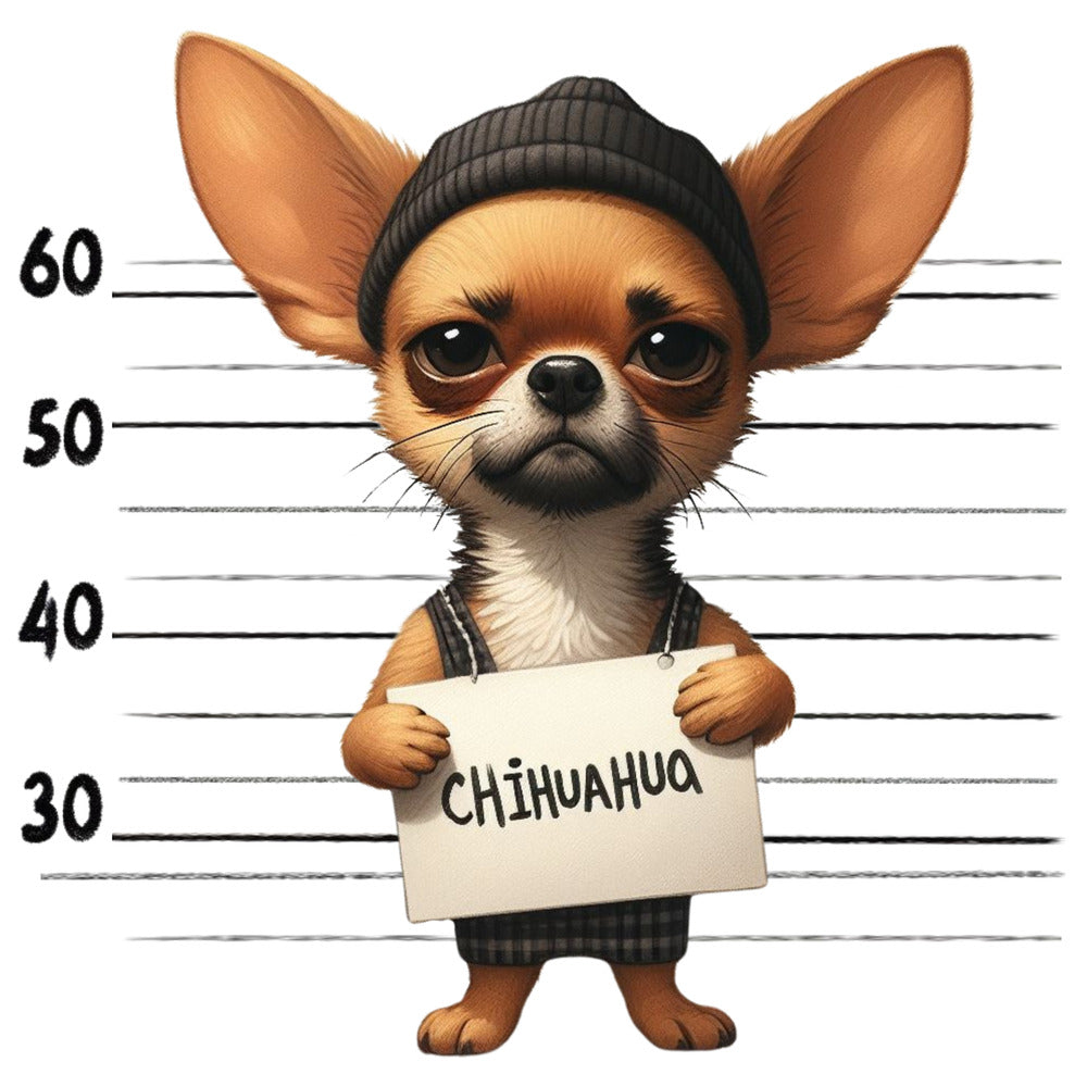 Doggie Mugshots Chihuahua Fabric Panel