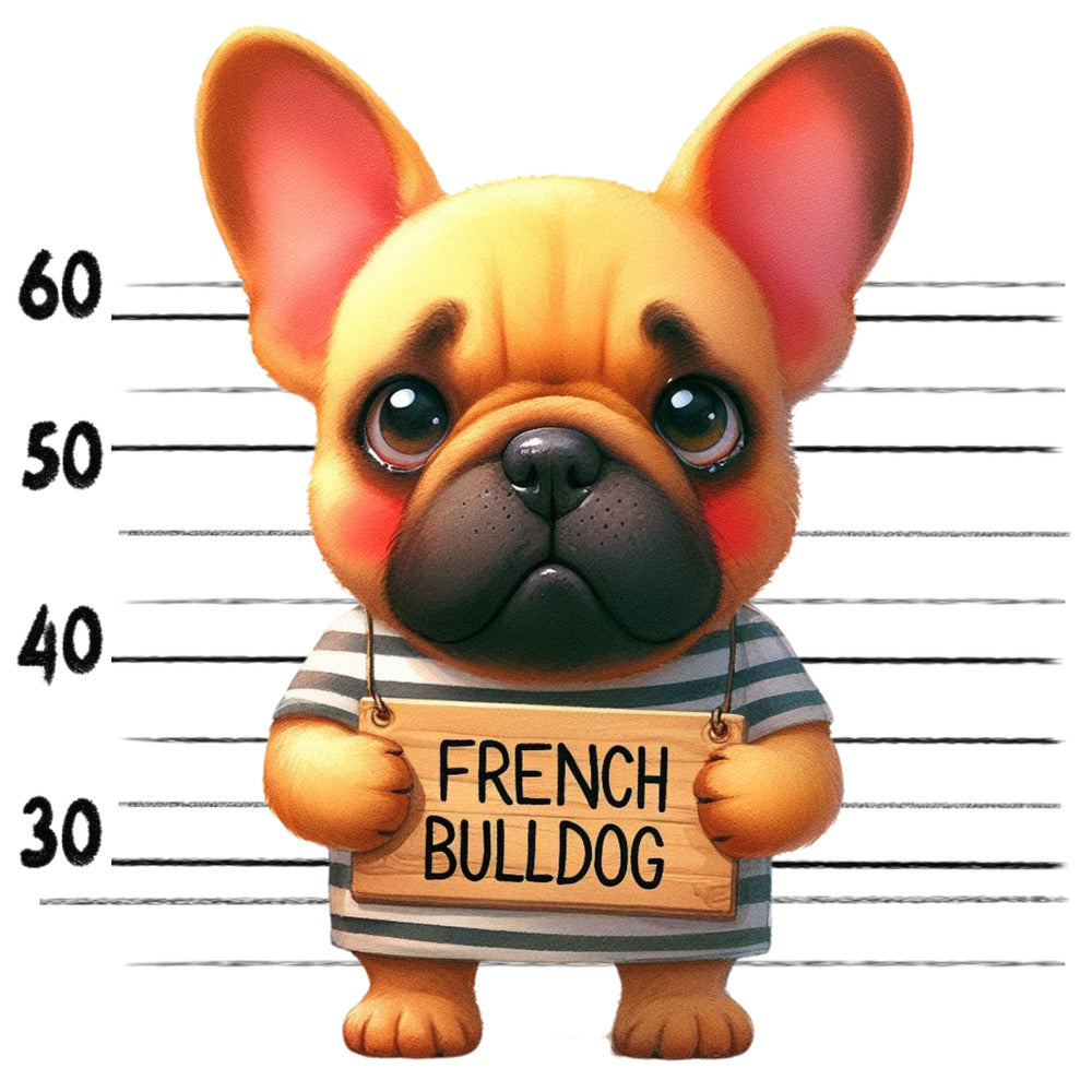 Doggie Mugshots French Bulldog Fabric Panel