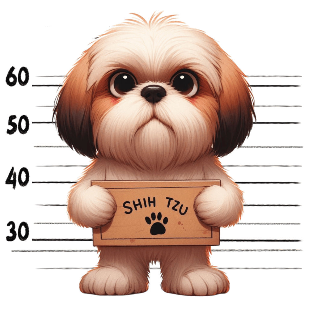 Doggie Mugshots Shih Tzu Fabric Panel