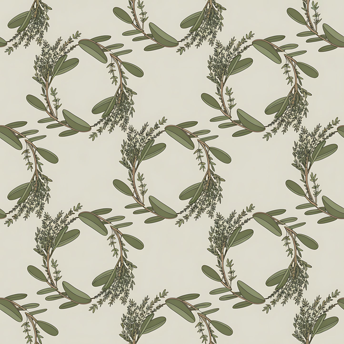 Farmhouse Kitchen Herbs Pattern 19 Quilting Cotton Fabric