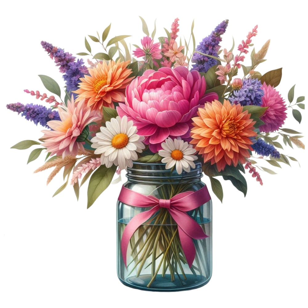 Flowers in a Jar Fabric Panel 12