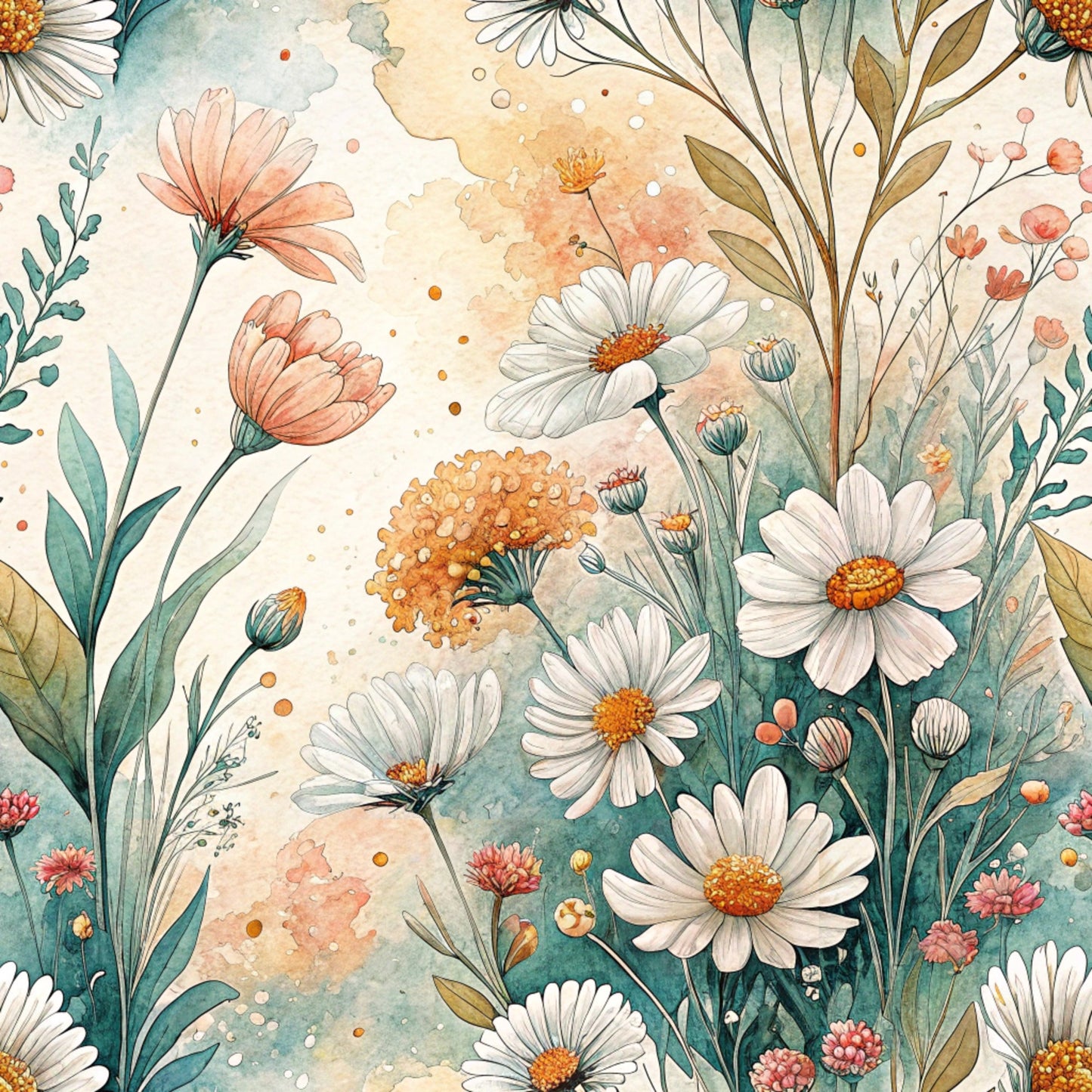 Folk Floral Pattern 11 Quilting Cotton Fabric