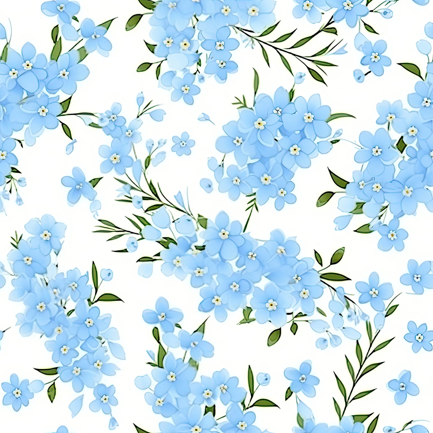 Forget Me Not Blue Florals Pattern 8 Quilting Cotton Fabric