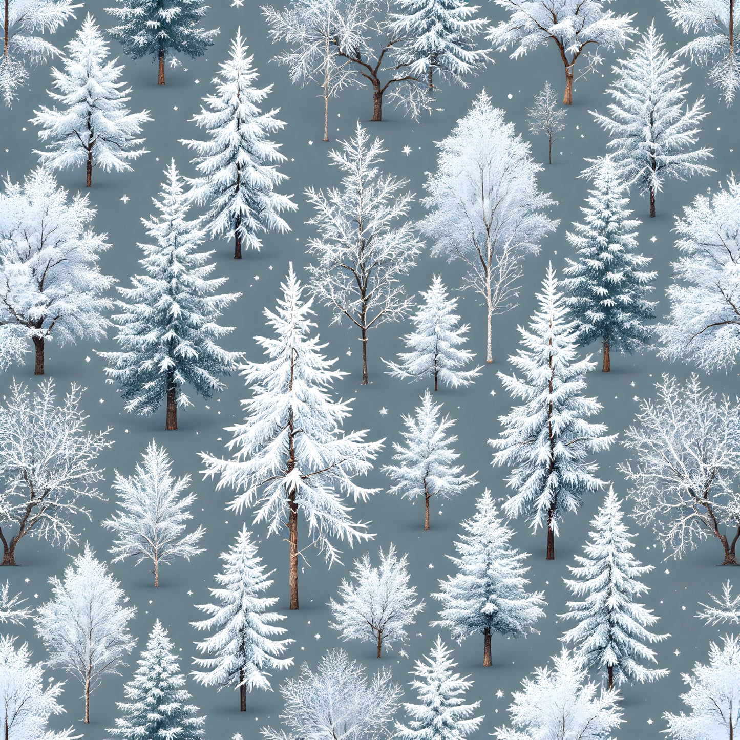 Frosty Winter Trees Pattern 11 Quilting Cotton Fabric