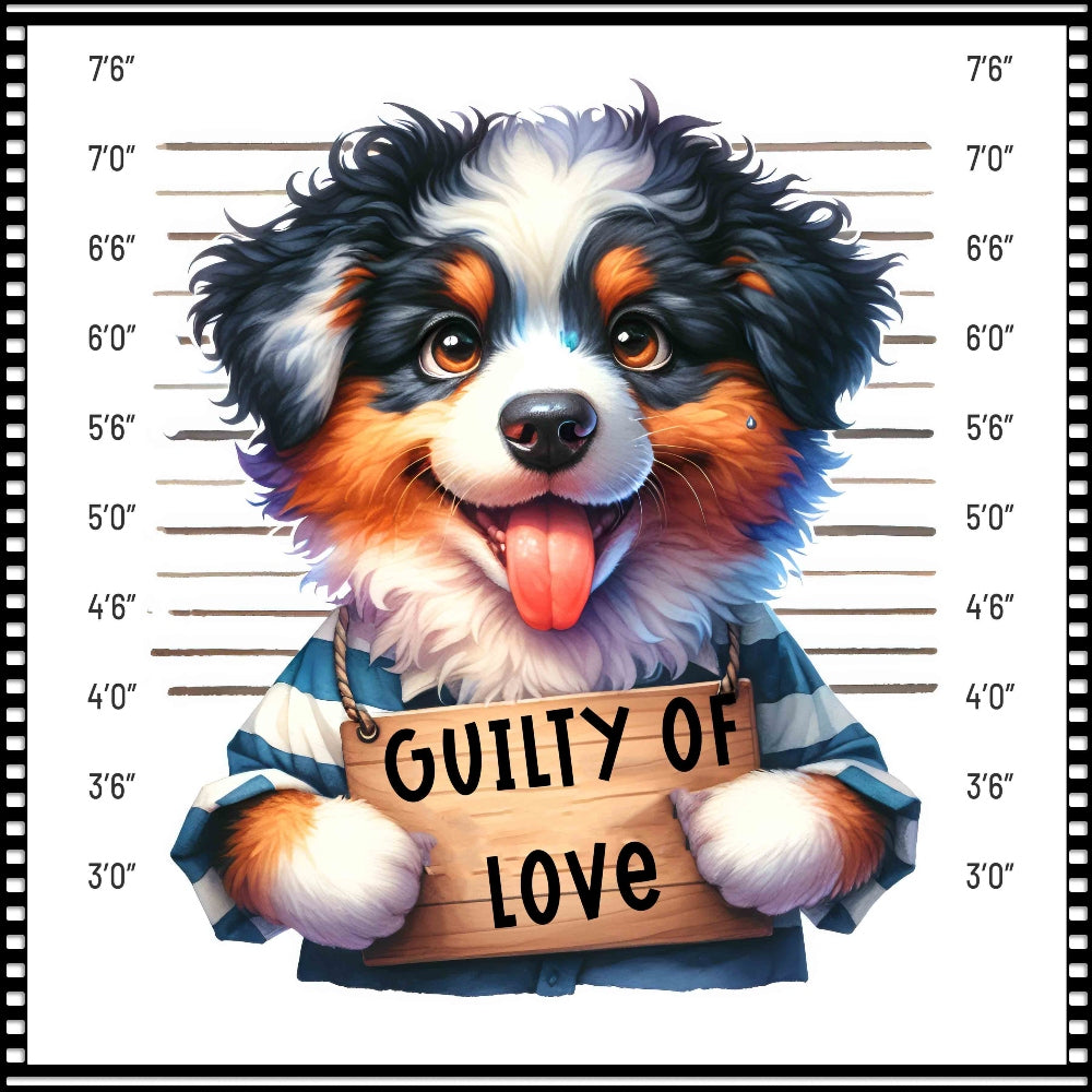 Funny Dog Mugshots Australian Shepherd Fabric Panel