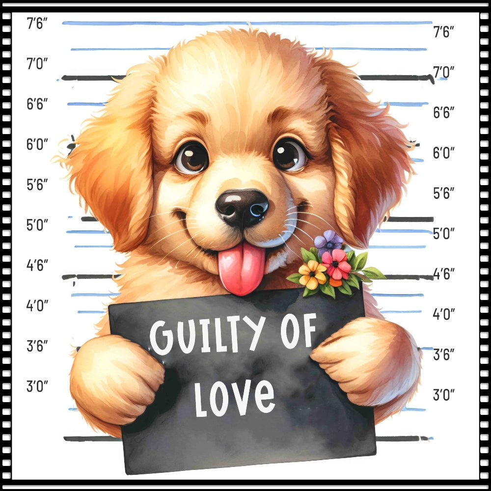 Funny Dog Mugshots Goldie Fabric Panel