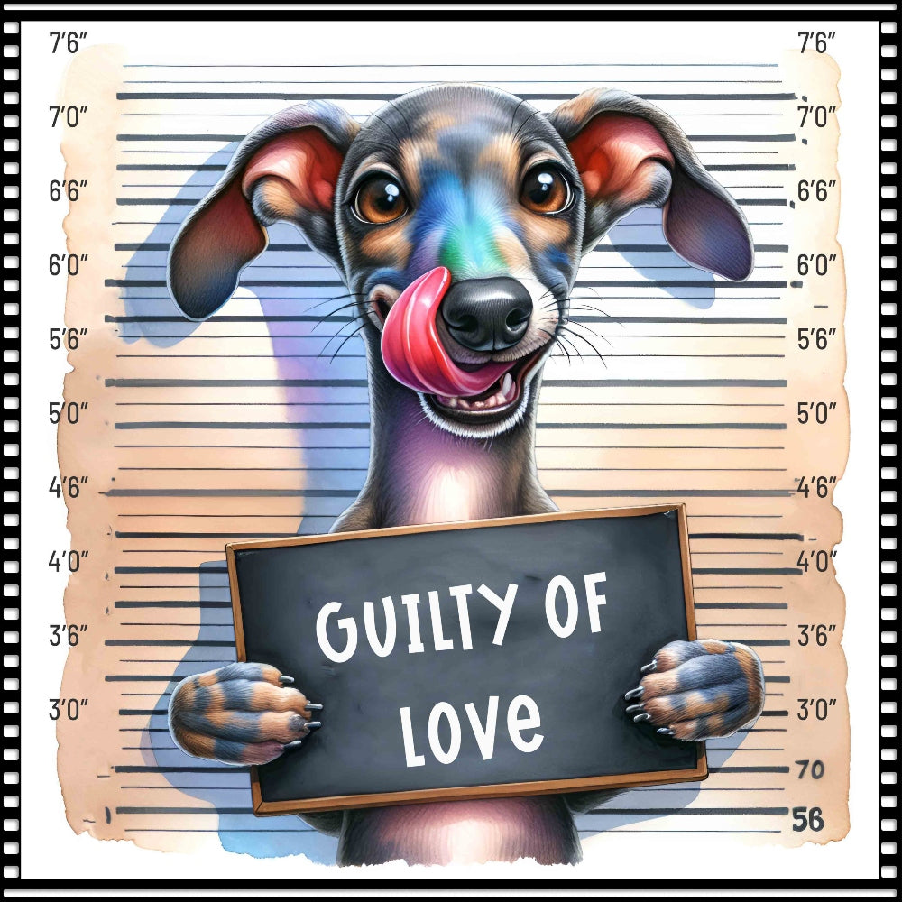 Funny Dog Mugshots Greyhound Fabric Panel