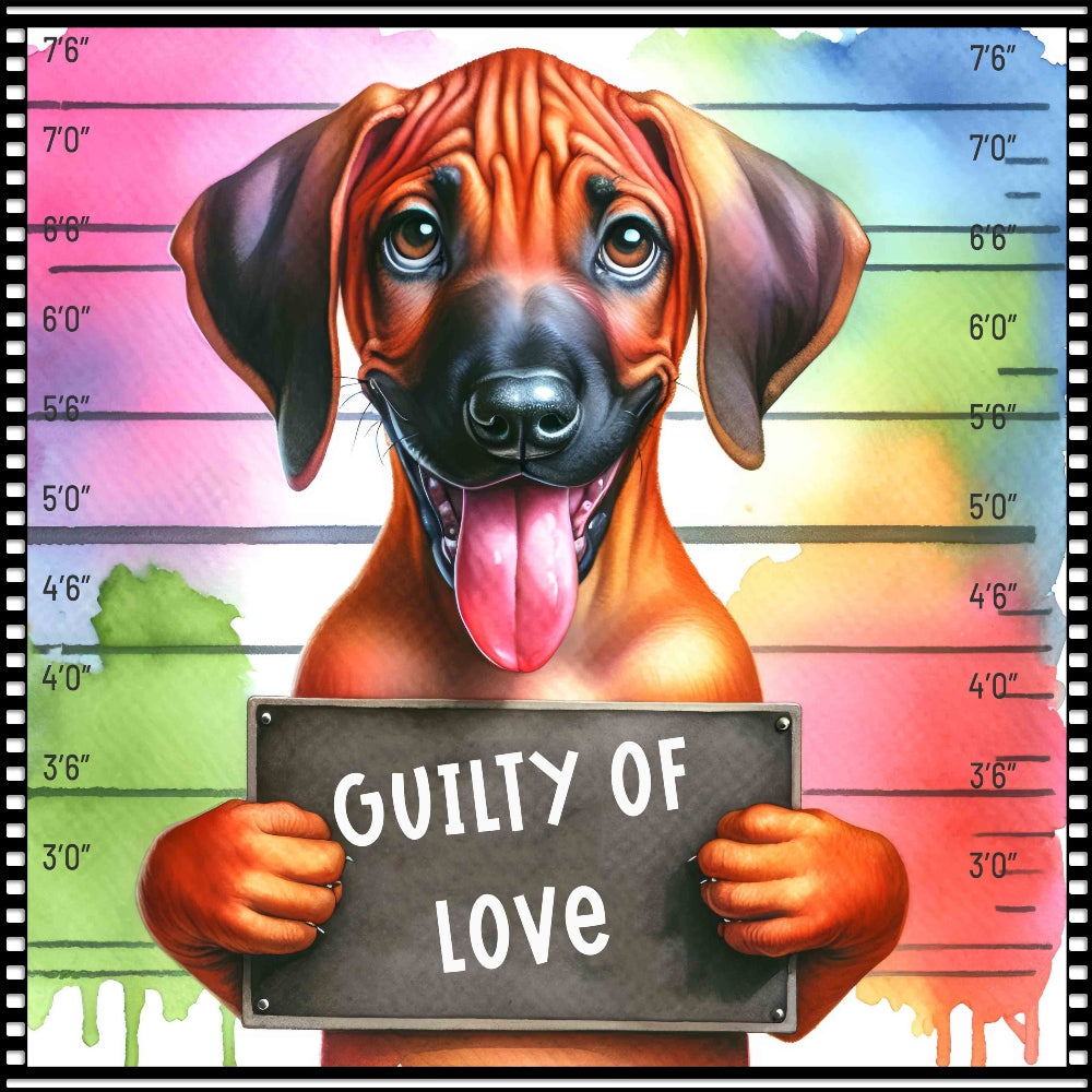 Funny Dog Mugshots Rhodesian Ridgeback Fabric Panel