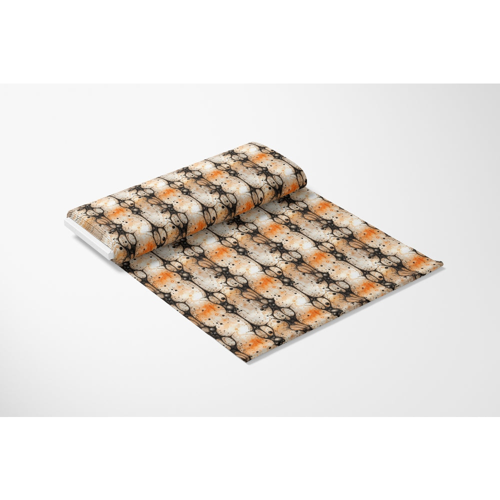 Gothic Halloween Pattern 2 Quilting Cotton Fabric, quilting fabric, cotton fabric, cotton, fabric, yardage, black, orange, white, Halloween design, spiderweb motifs, spooky pattern, textile, premium quilting cotton, fabric roll, traditional style, crafting fabric