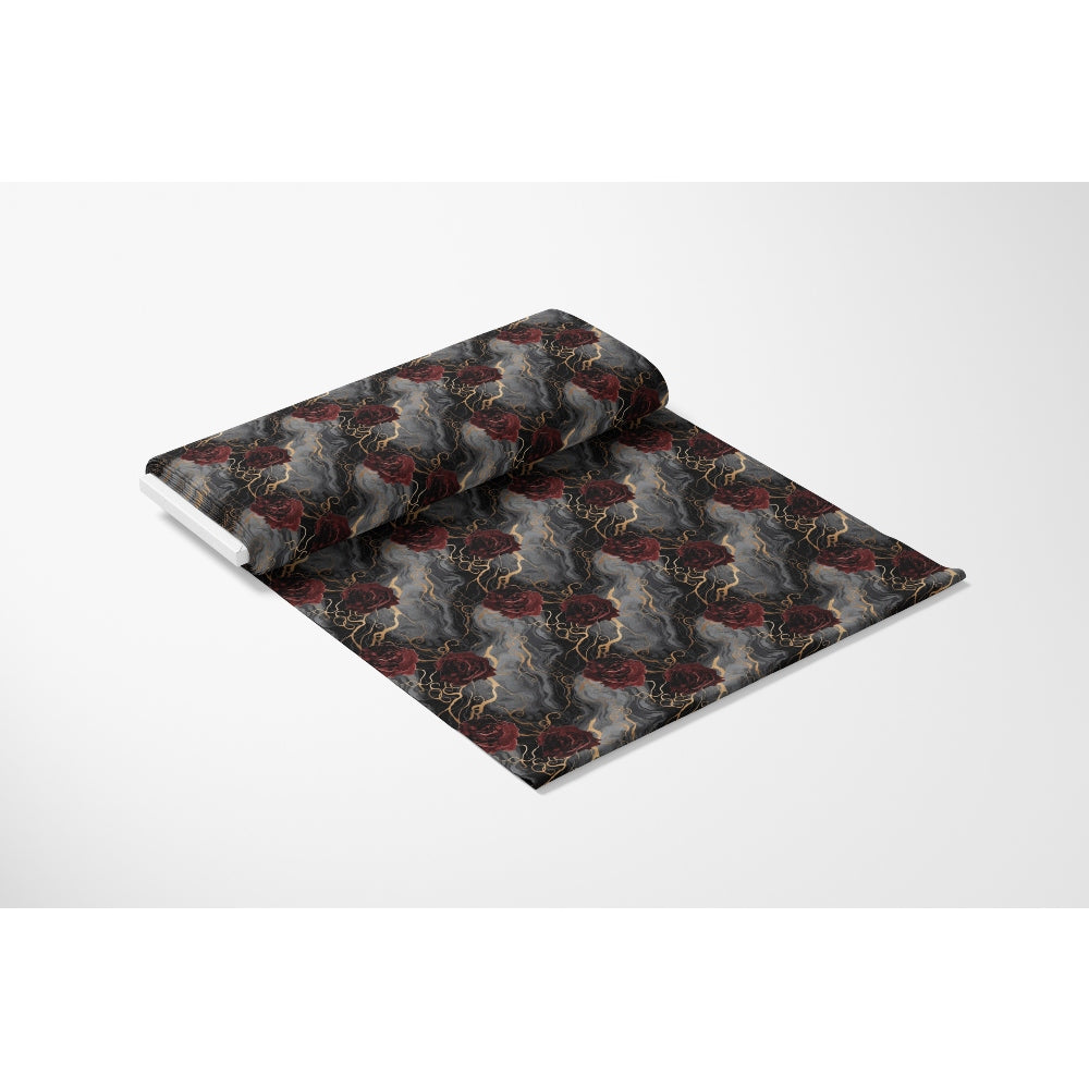 Gothic Vortex Pattern 11 Quilting Cotton Fabric, quilting, cotton, fabric, black, red, gold, swirling, vortex, floral, textured, premium, soft, smooth, yardage, traditional print, elegant, decorative