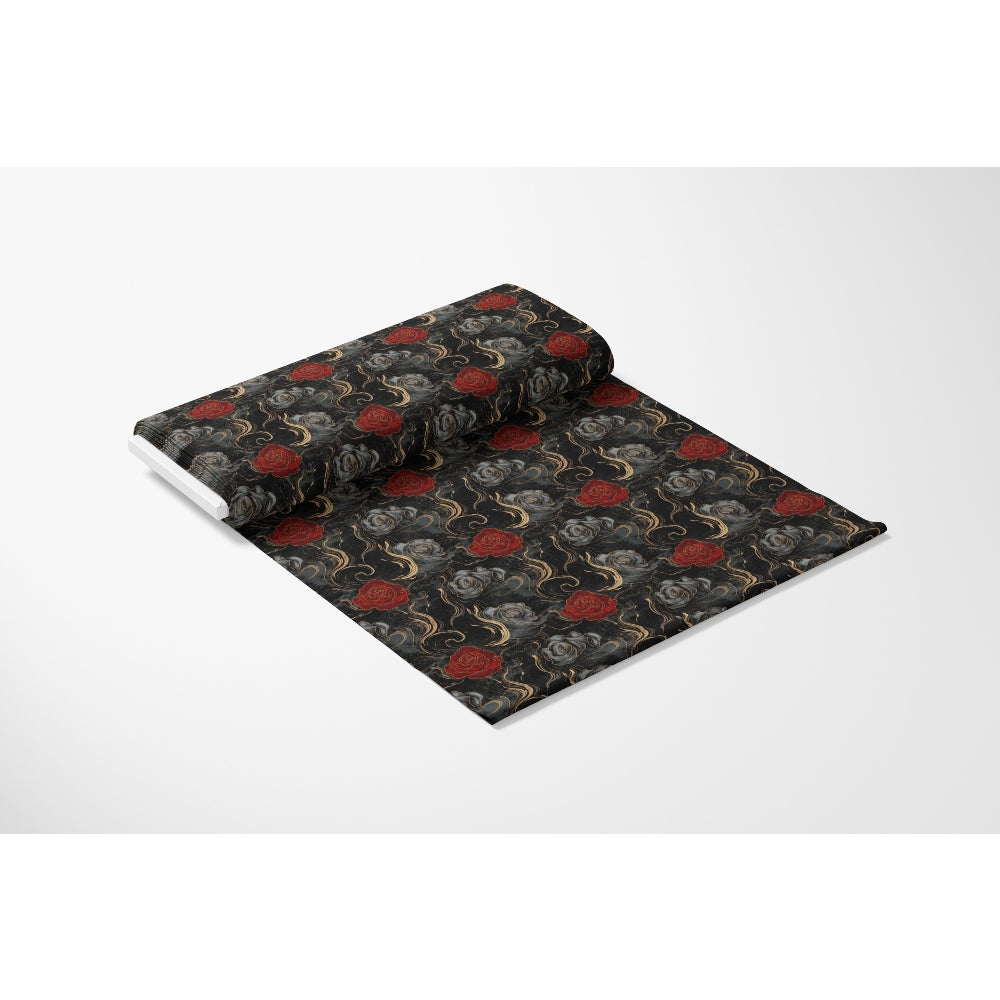 Gothic Vortex Pattern 3 Quilting Cotton Fabric, quilting fabric, cotton fabric, black fabric, red roses, gothic fabric, floral pattern, dark fabric, premium cotton, textile, sewing material, fabric yardage, vintage style, decorative fabric, craft fabric, soft cotton