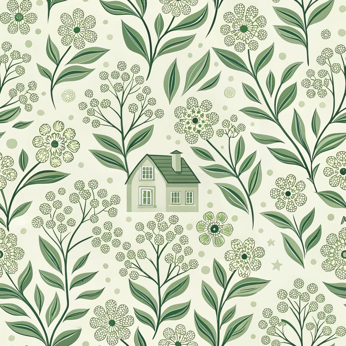 Green Farmhouse Pattern 14 Quilting Cotton Fabric