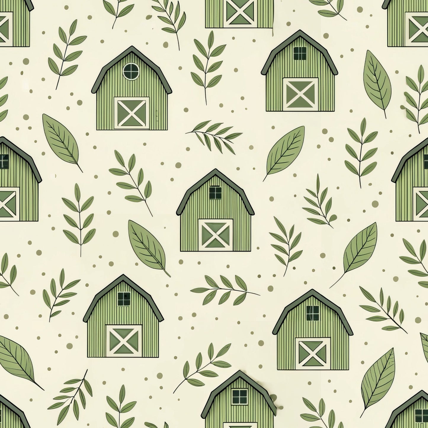 Green Farmhouse Pattern 7 Quilting Cotton Fabric