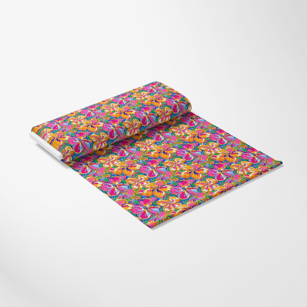 • Groovy Hippie Pattern 8 Quilting Cotton Fabric • colorful • floral • vibrant • psychedelic • retro • cotton • quilting • orange • pink • purple • yellow • bohemian • decorative • textile • craft material