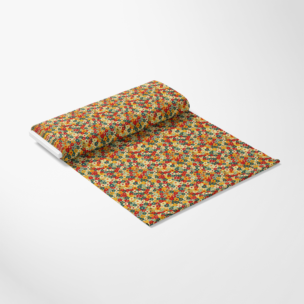 - Groovy Spring Florals Pattern 7 Quilting Cotton Fabric
- Floral design
- Small flowers
- Multicolor
- Yellow background
- Red, orange, green accents
- Cotton fabric
- Quilting material
- Bright, cheerful
- Textile yardage