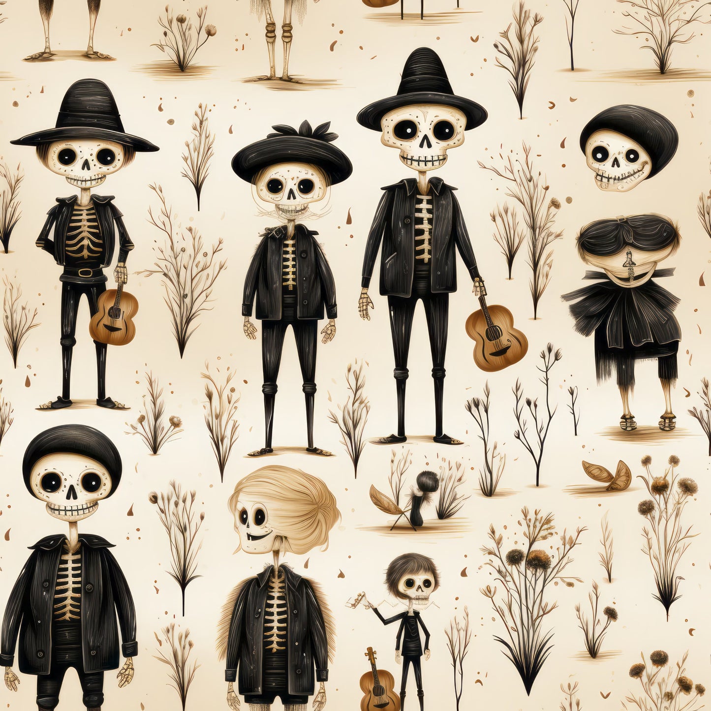 Halloween Skeleton Pattern 20 Quilting Cotton Fabric