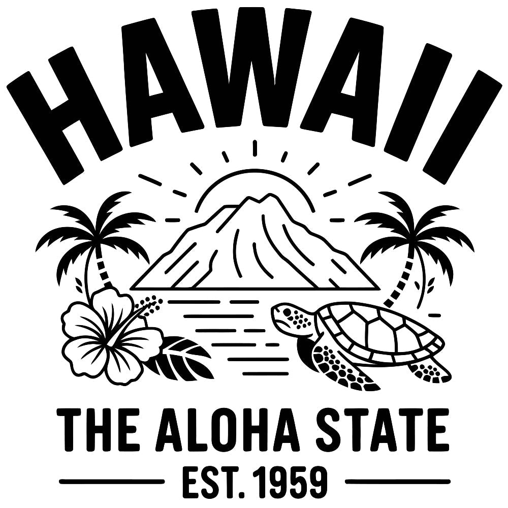 Hawaii Black and White Fabric Panel