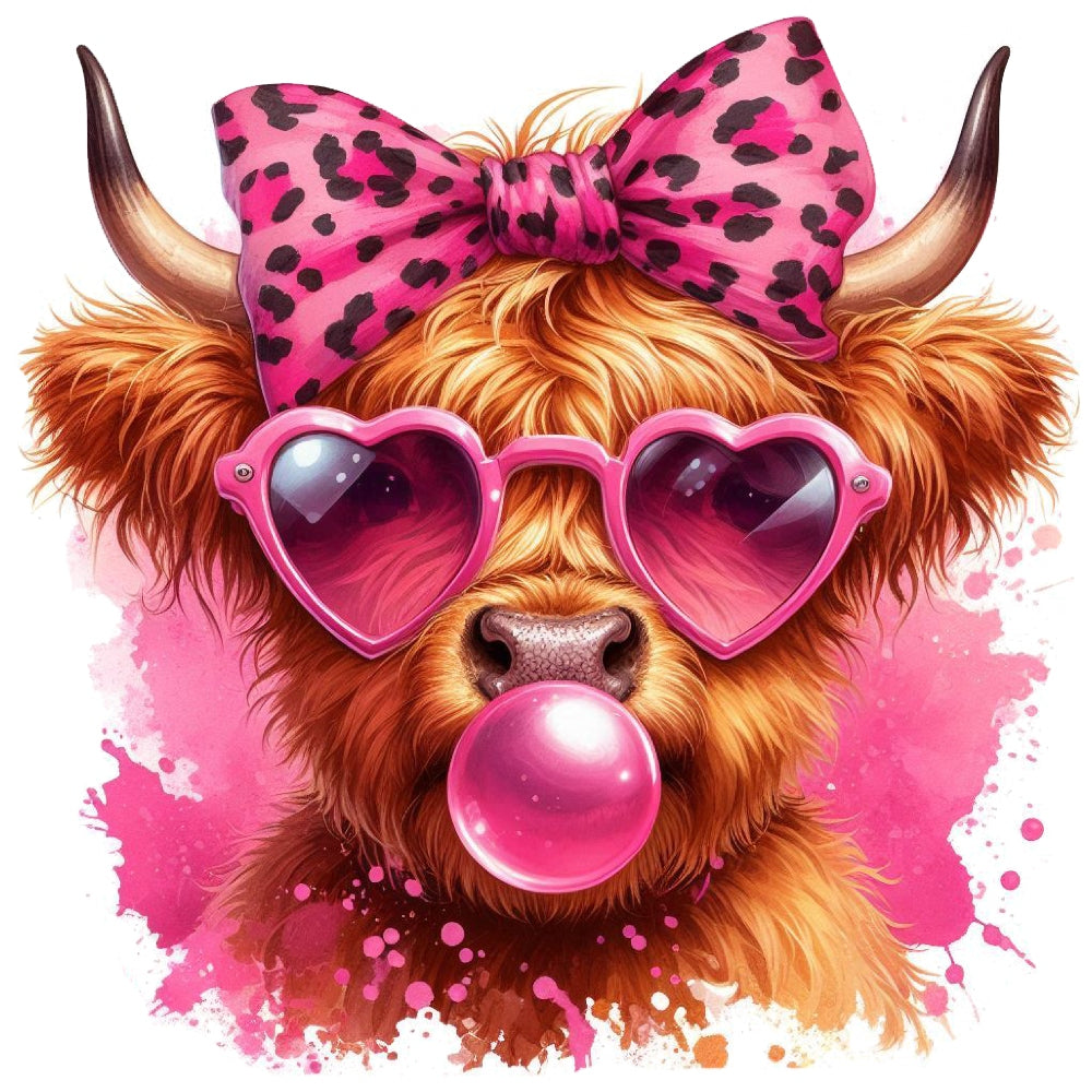 Highland Cow Blowing Bubble