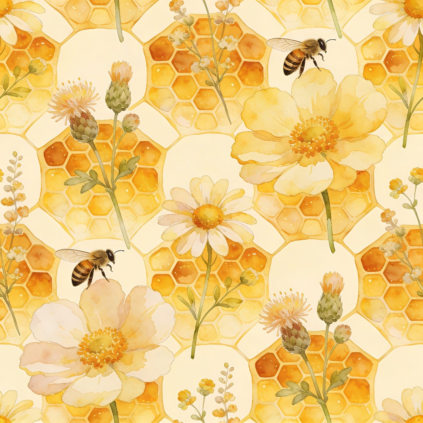 Honey Bee Pattern 1 Quilting Cotton Fabric