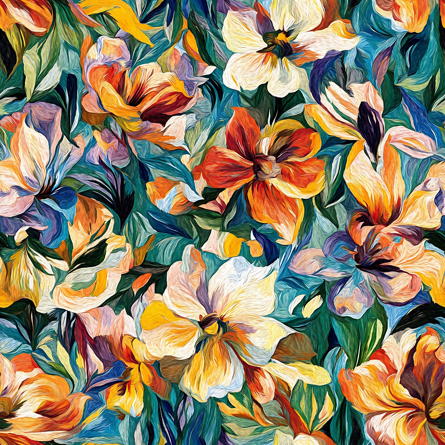 Impressionist Floral Pattern 9 Quilting Cotton Fabric