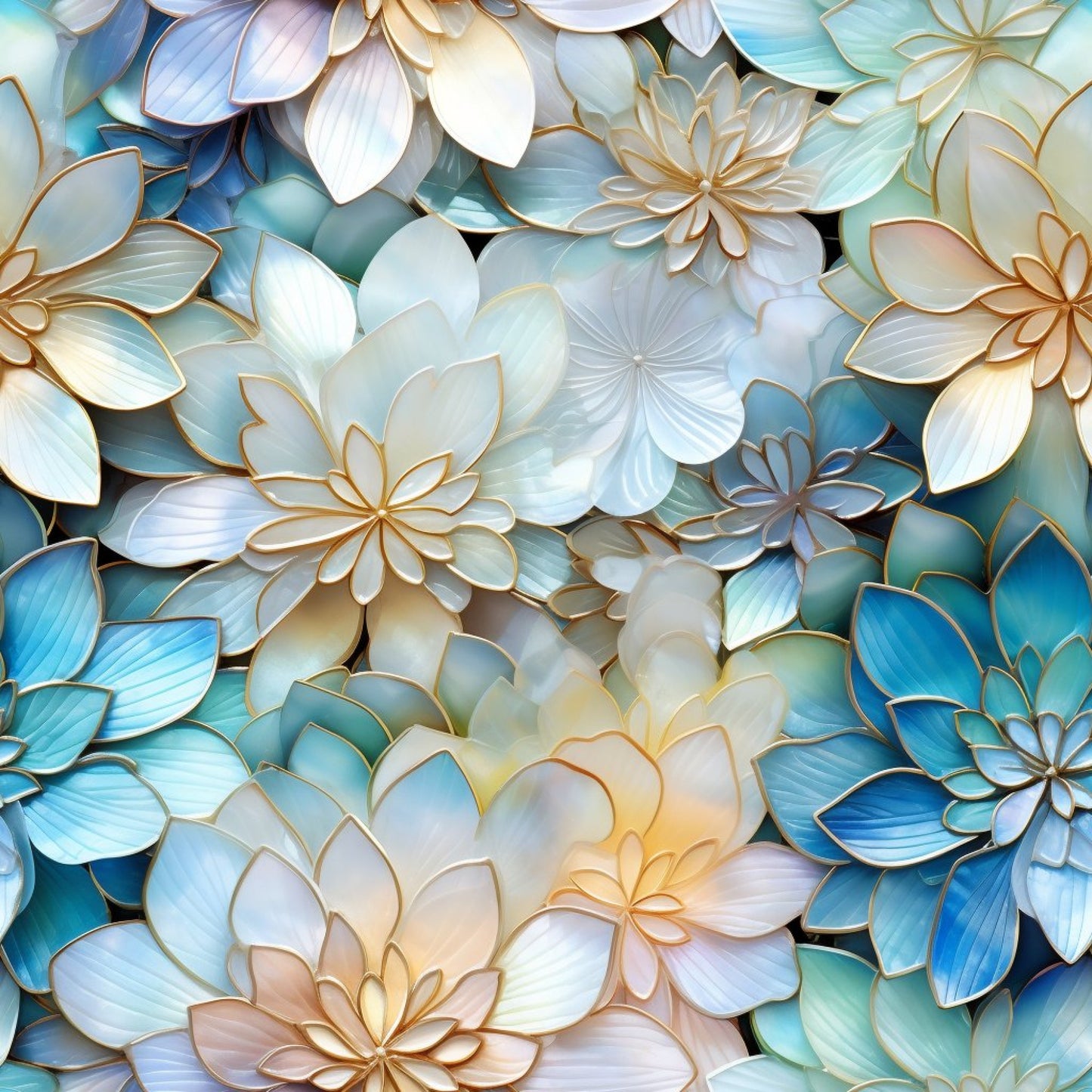 Iridescent Floral Mosaic Tiles Pattern 11 Quilting Cotton Fabric