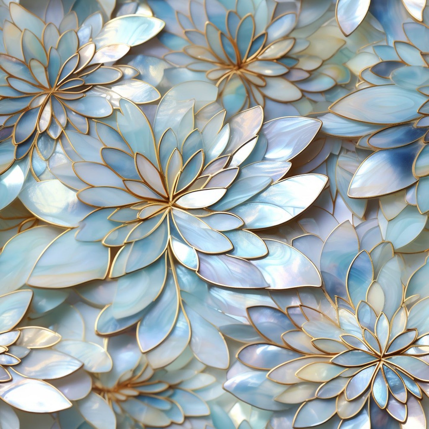 Iridescent Floral Mosaic Tiles Pattern 4 Quilting Cotton Fabric