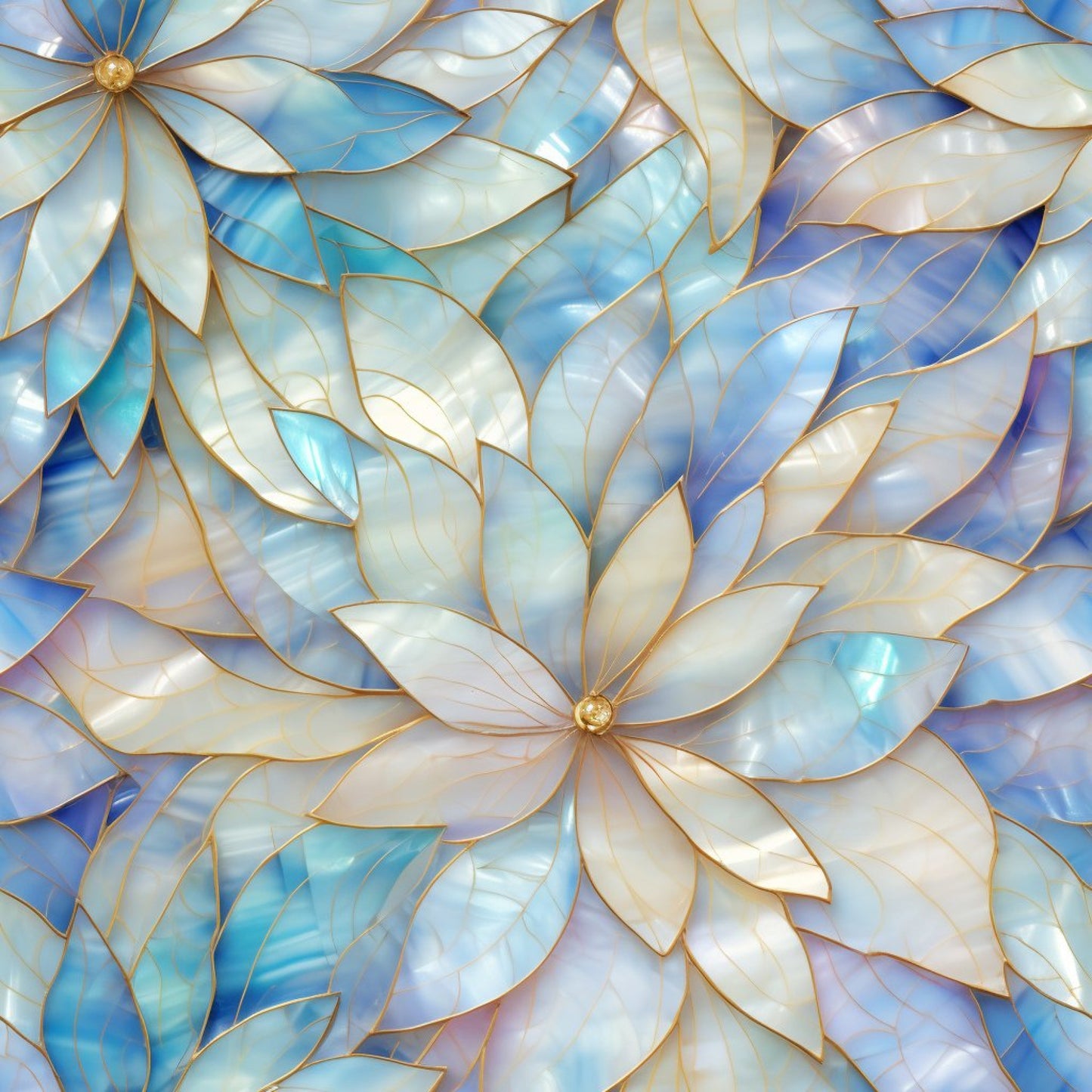 Iridescent Floral Mosaic Tiles Pattern 6 Quilting Cotton Fabric