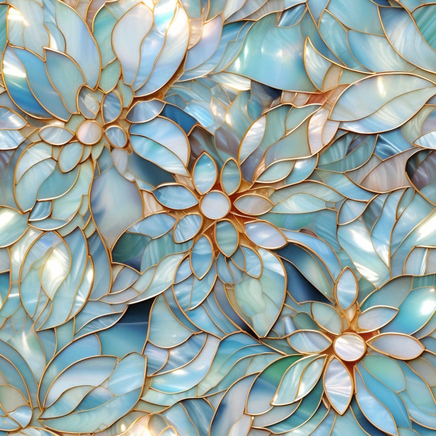 Iridescent Floral Mosaic Tiles Pattern 8 Quilting Cotton Fabric