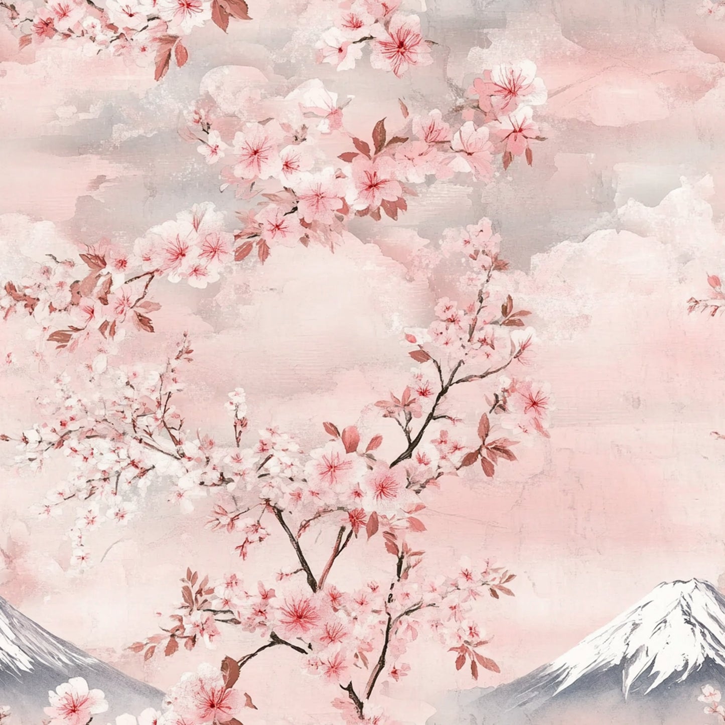 Japanese Cherry Blossom Fuji Pattern 7 Quilting Cotton Fabric