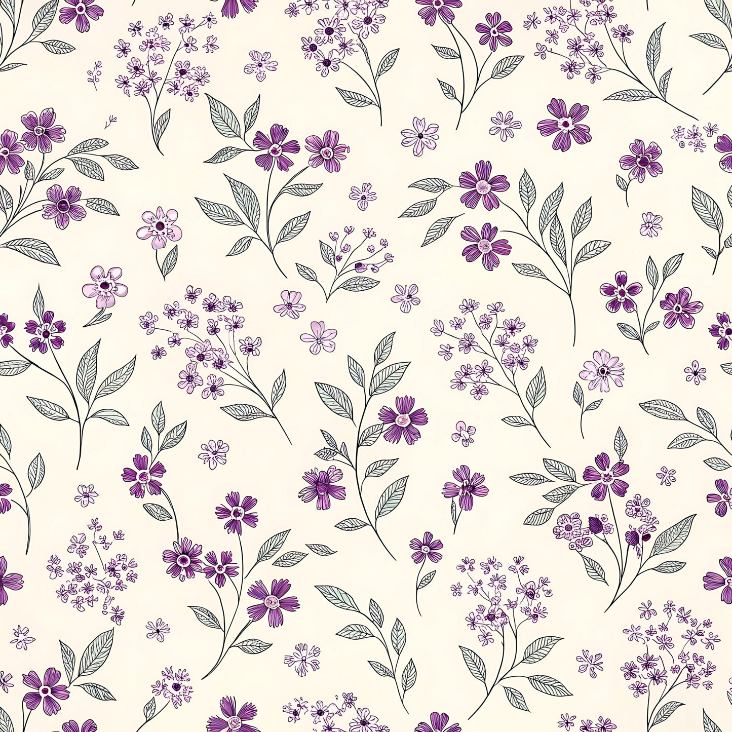 Lavender Cottage Floral Pattern 12 Quilting Cotton Fabric