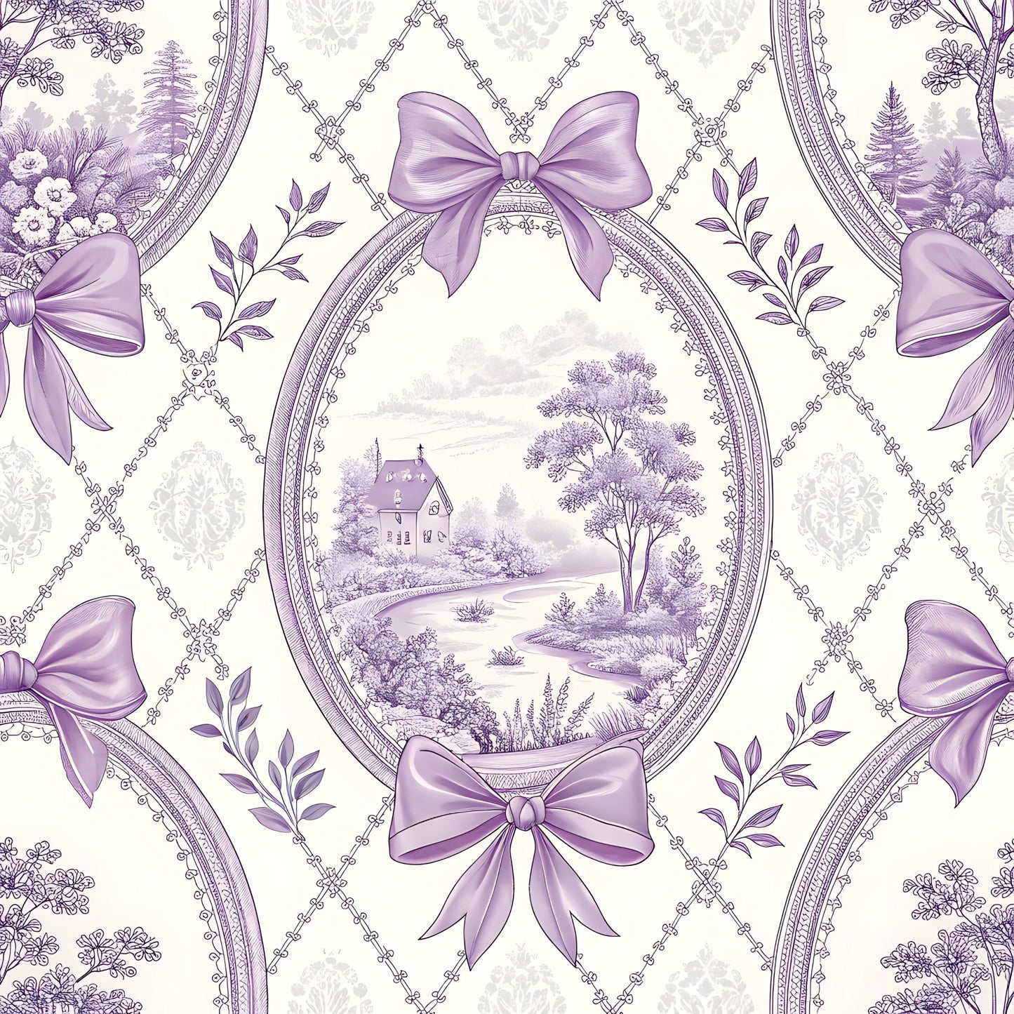 Lavender Cottage Floral Pattern 17 Quilting Cotton Fabric