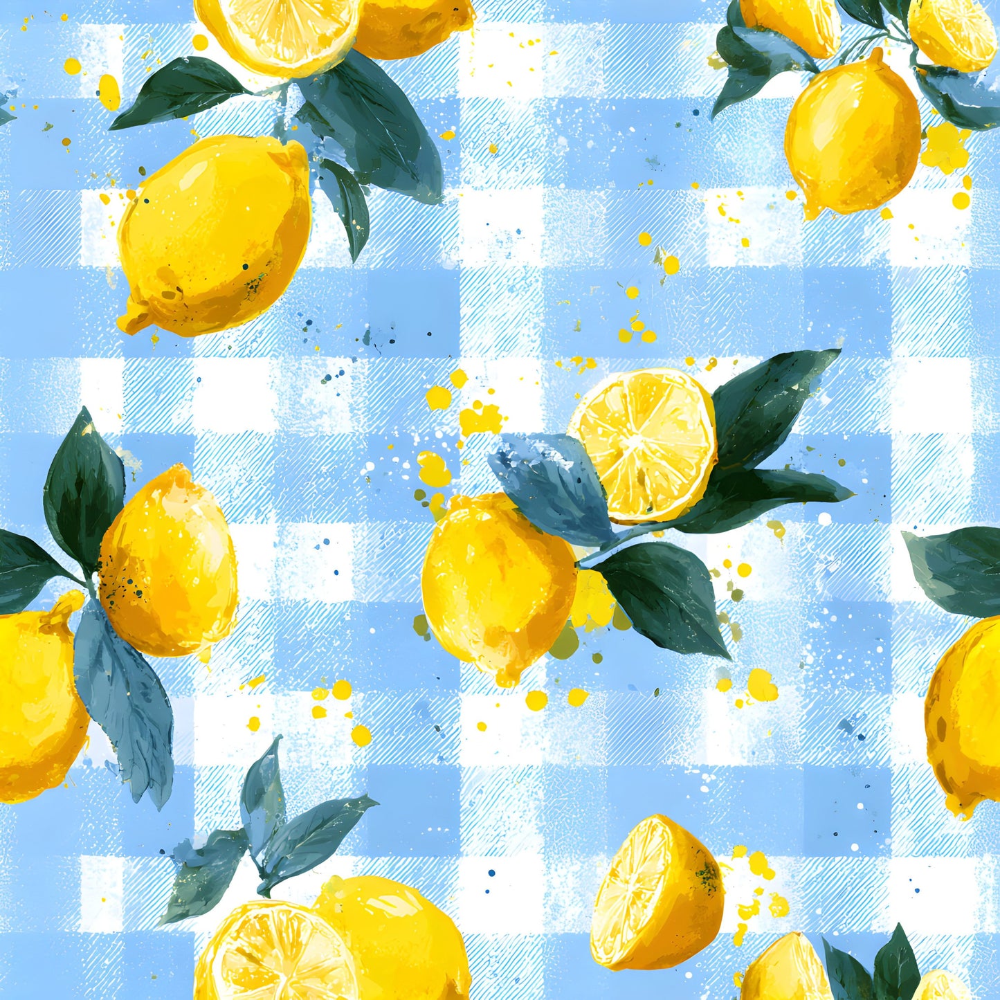 Lemonade Summer Gingham Pattern 3 Quilting Cotton Fabric