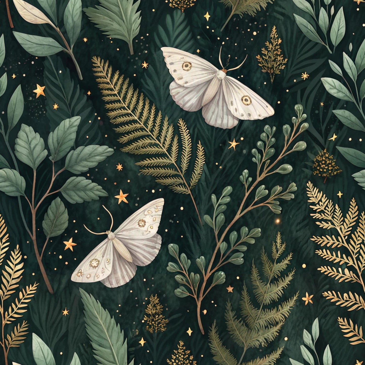 Magical Forest Moth Pattern 11 Quilting Cotton Fabric