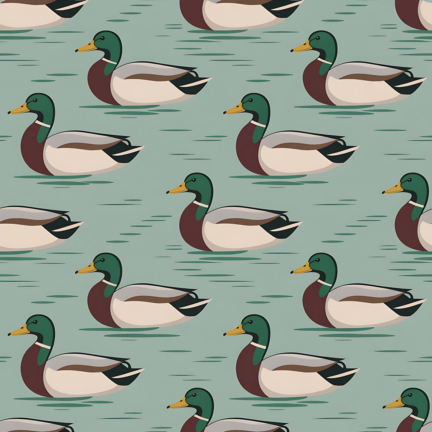 Mallard in the Pond Pattern 7 Quilting Cotton Fabric
