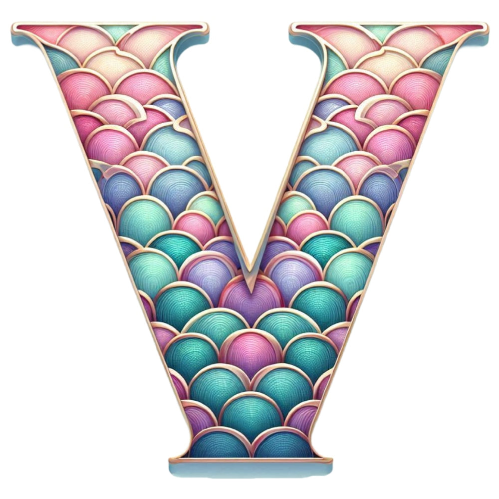 Mermaid Letter V Fabric Panel