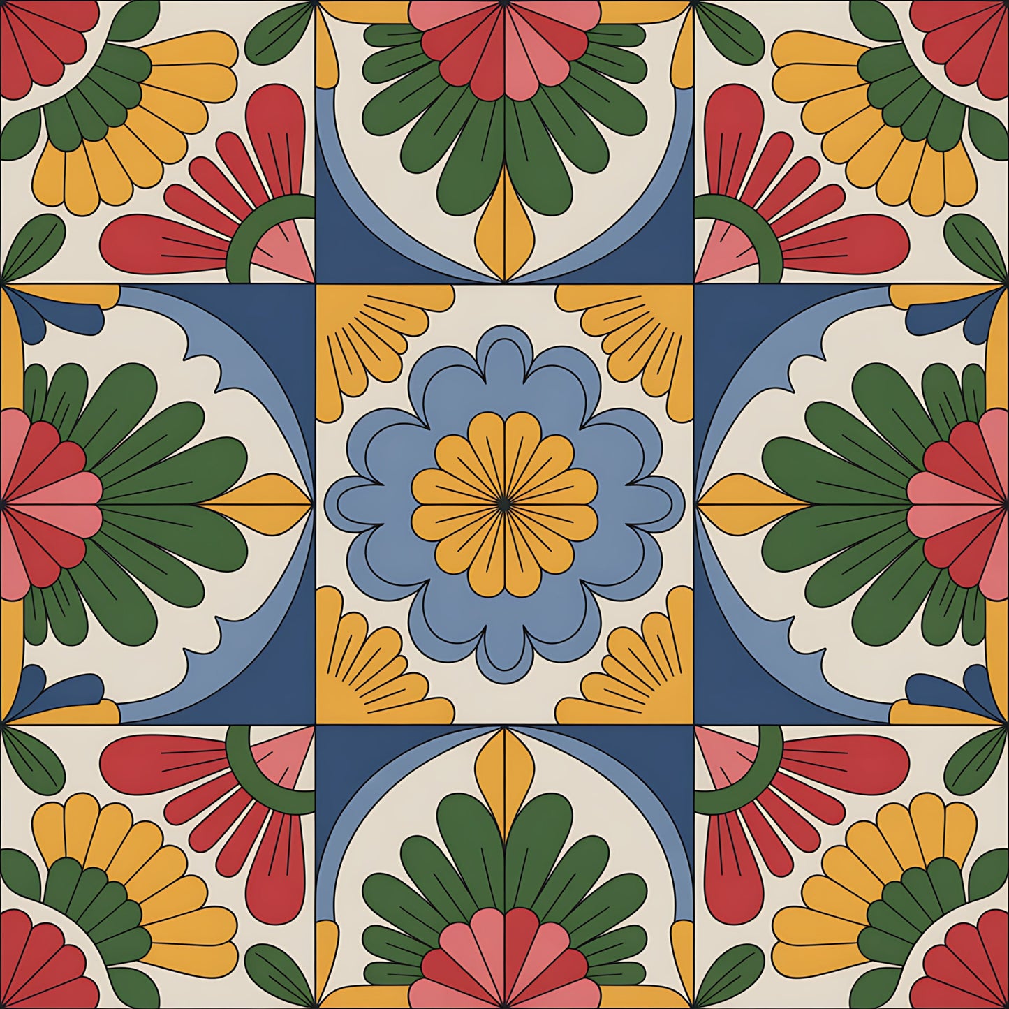 Mexican Talavera Pattern 16 Quilting Cotton Fabric