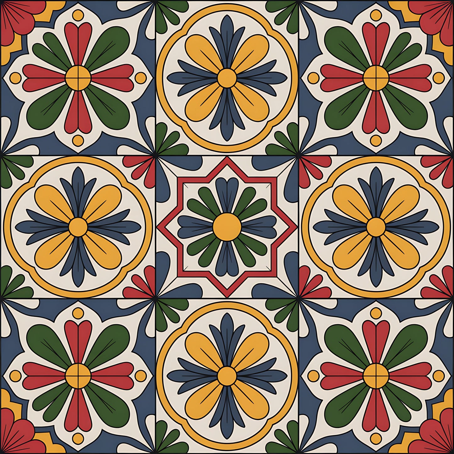 Mexican Talavera Pattern 17 Quilting Cotton Fabric