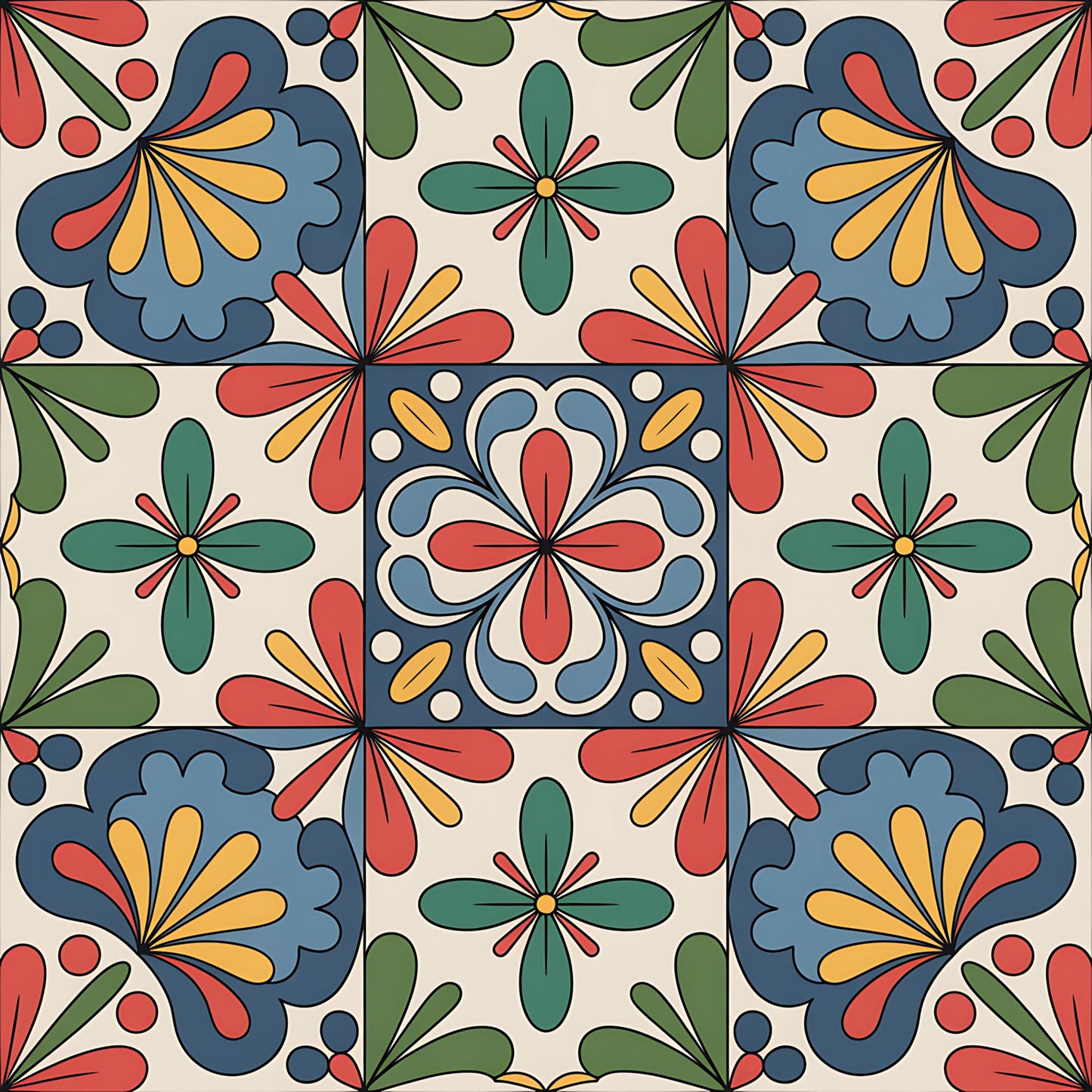 Mexican Talavera Pattern 20 Quilting Cotton Fabric