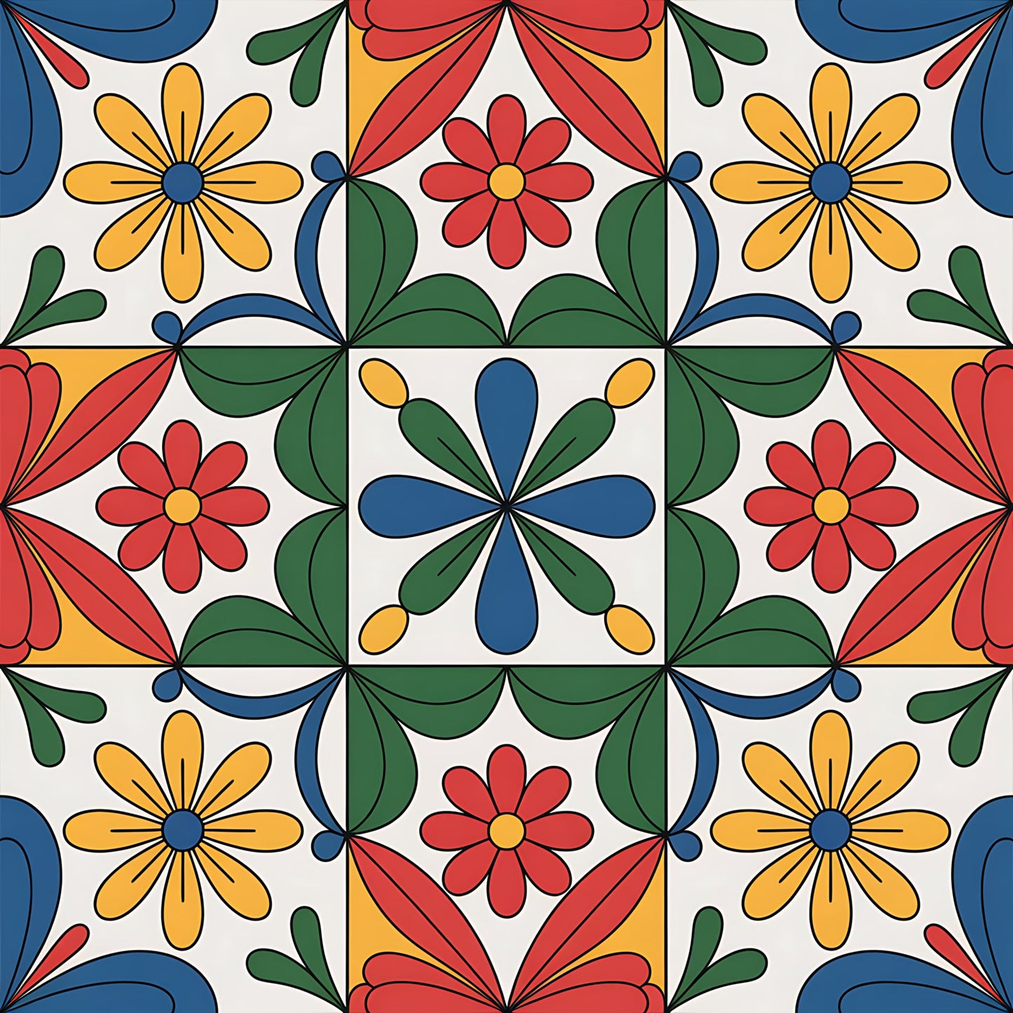 Mexican Talavera Pattern 24 Quilting Cotton Fabric