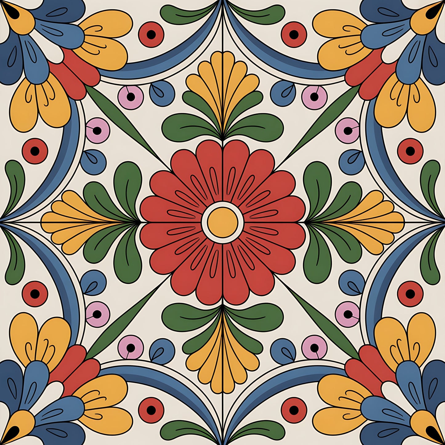 Mexican Talavera Pattern 3 Quilting Cotton Fabric