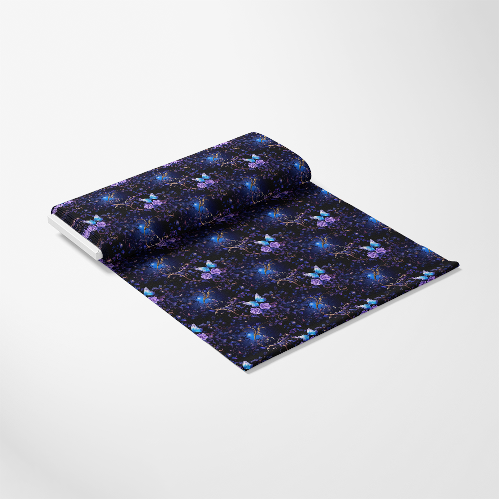 - Midnight Garden Pattern 9 Quilting Cotton Fabric
- Quilt fabric
- Floral design
- Night colors
- Purple flowers
- Blue accents
- Black background
- Cotton textile
- Sewing material
- Decorative print
- Craft fabric
- Soft texture