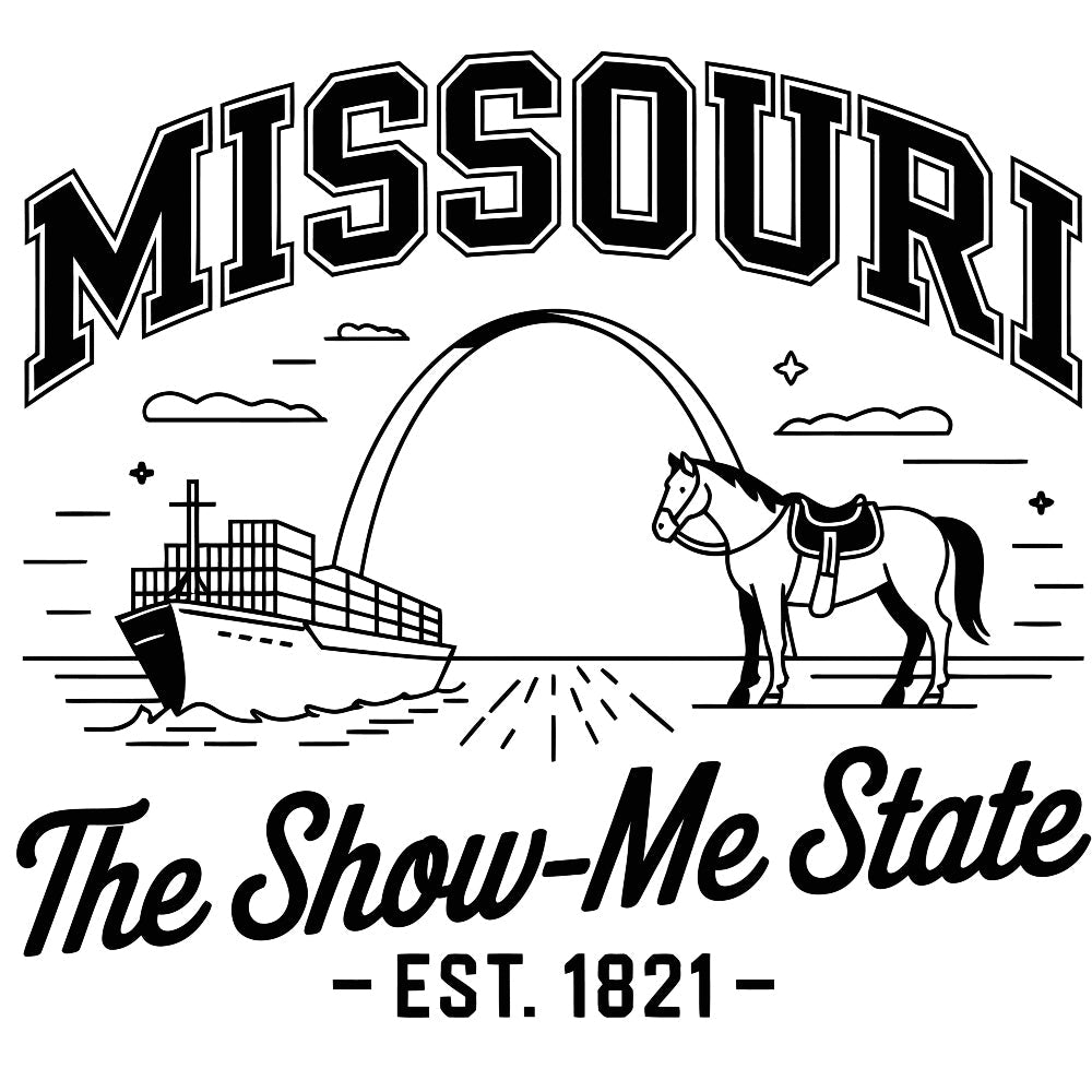 Missouri Black and White Fabric Panel