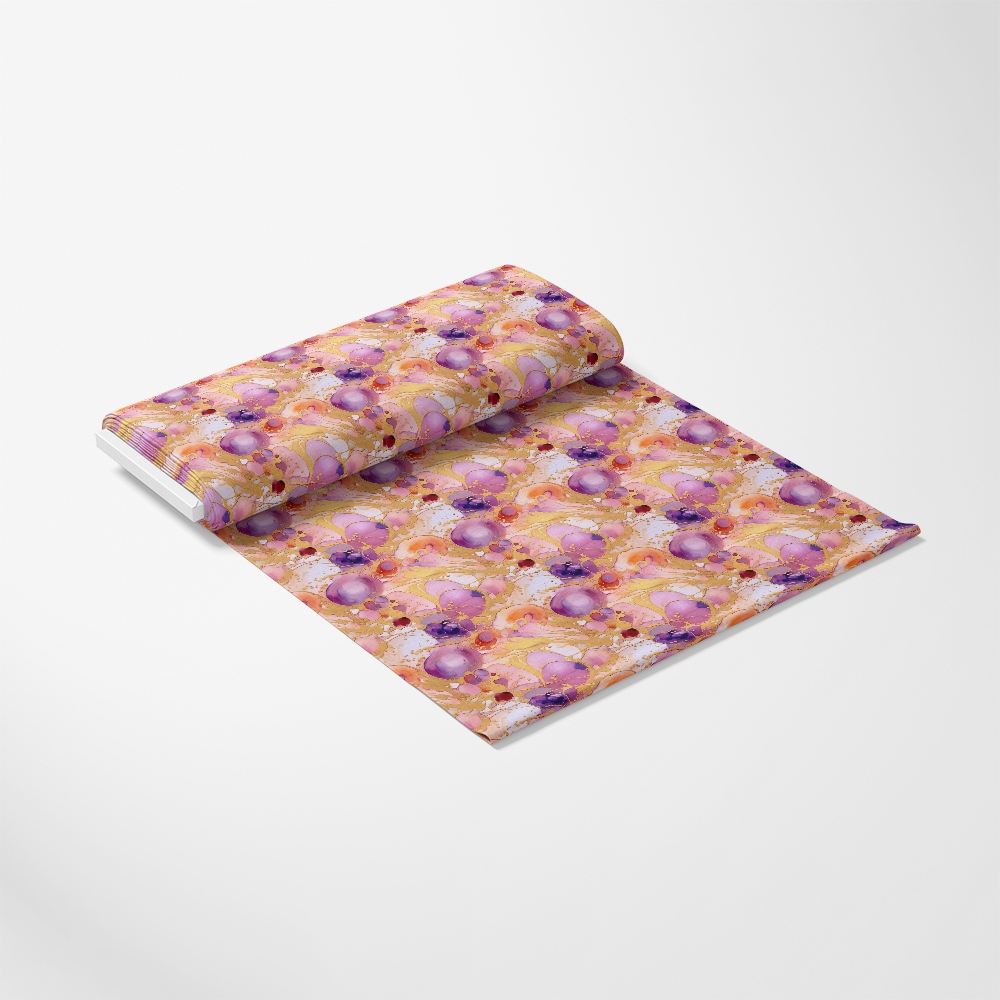 Modern Alcohol Ink Pattern 3 Quilting Cotton Fabric, quilting, cotton, fabric, multicolor, purple, orange, pink, abstract, fluid design, vibrant, soft, premium textile, artistic pattern, continuous yardage, sewing, crafting, home decor material