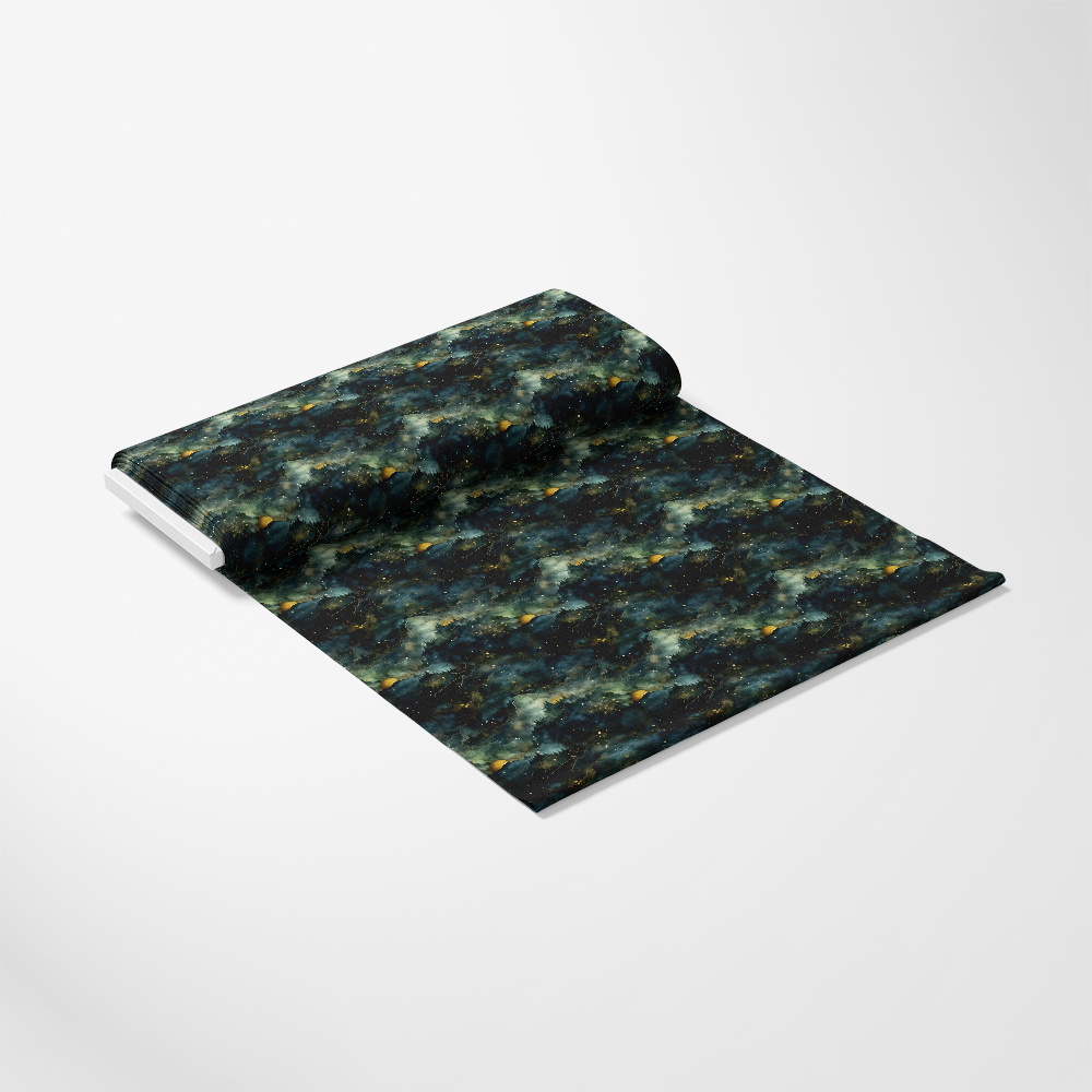 - Natures Tapestry Pattern 4 Quilting Cotton Fabric
- Dark blue, teal, green, gold hues
- Abstract, mottled design
- Soft, durable textile
- Quilting material, cotton fabric
- Artistic, painterly texture
- Rich, earthy colors
- Crafting, sewing, quilting supply