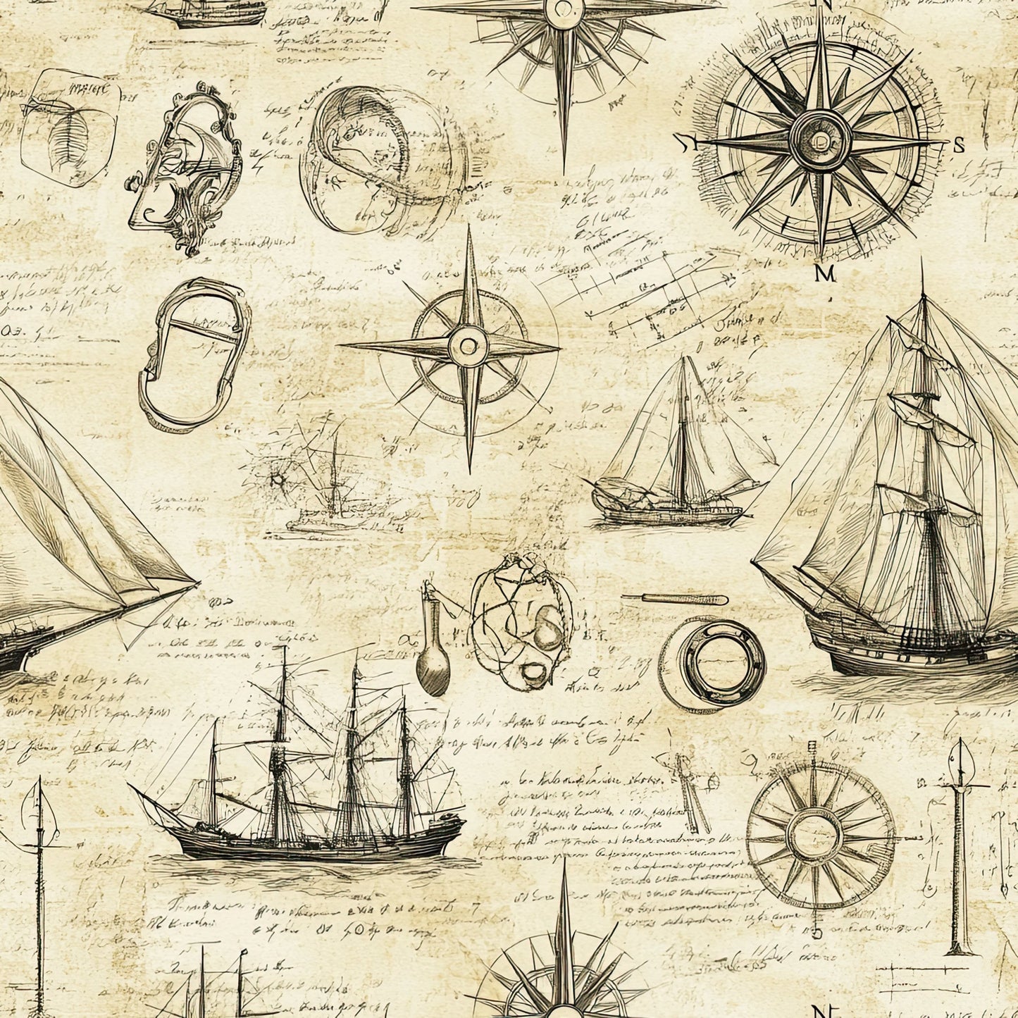 Nautical Exploration Pattern 23 Quilting Cotton Fabric