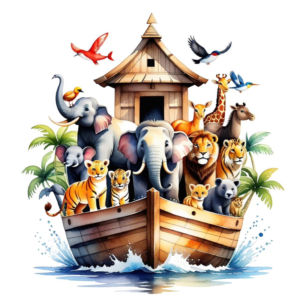Noah's Ark Round Fabric Panel 1
