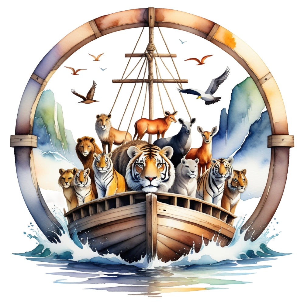 Noah's Ark Round Fabric Panel 16