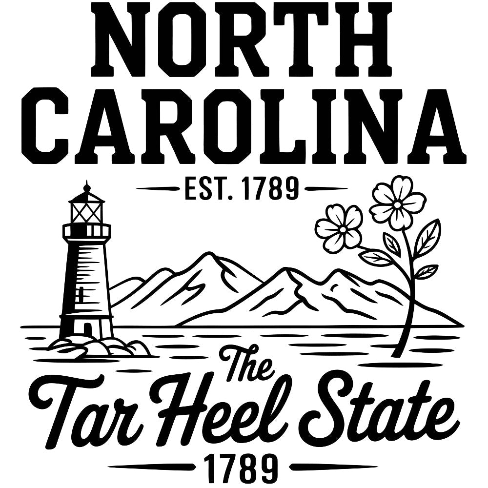 North Carolina Black and White Fabric Panel