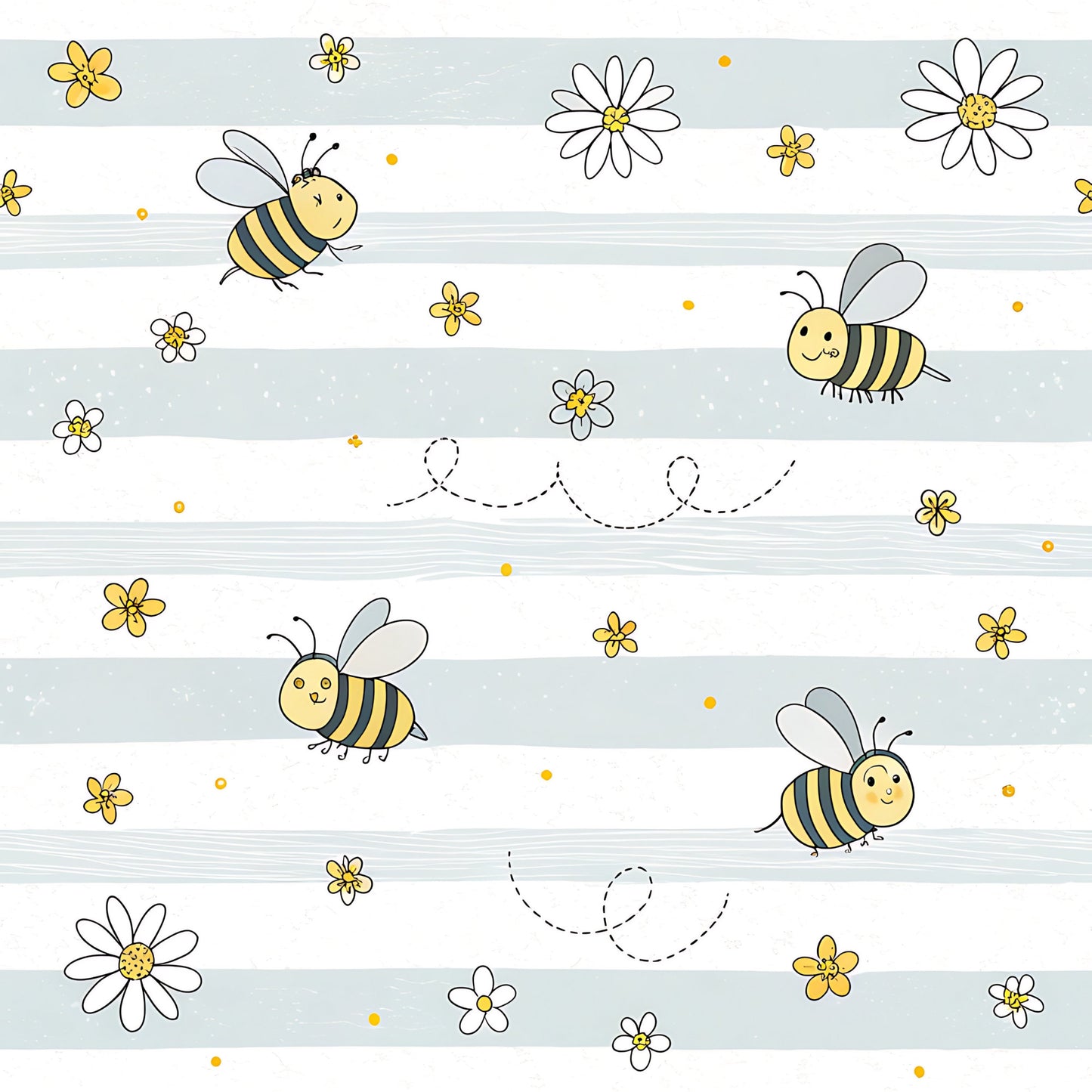 Pastel Floral Bumblebee Pattern 17 Quilting Cotton Fabric